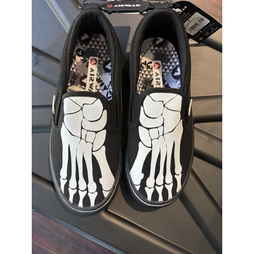New Big Boys Airwalk Ride Slip-ons Skeleton Sneakers Size 4 Retail $17 #026